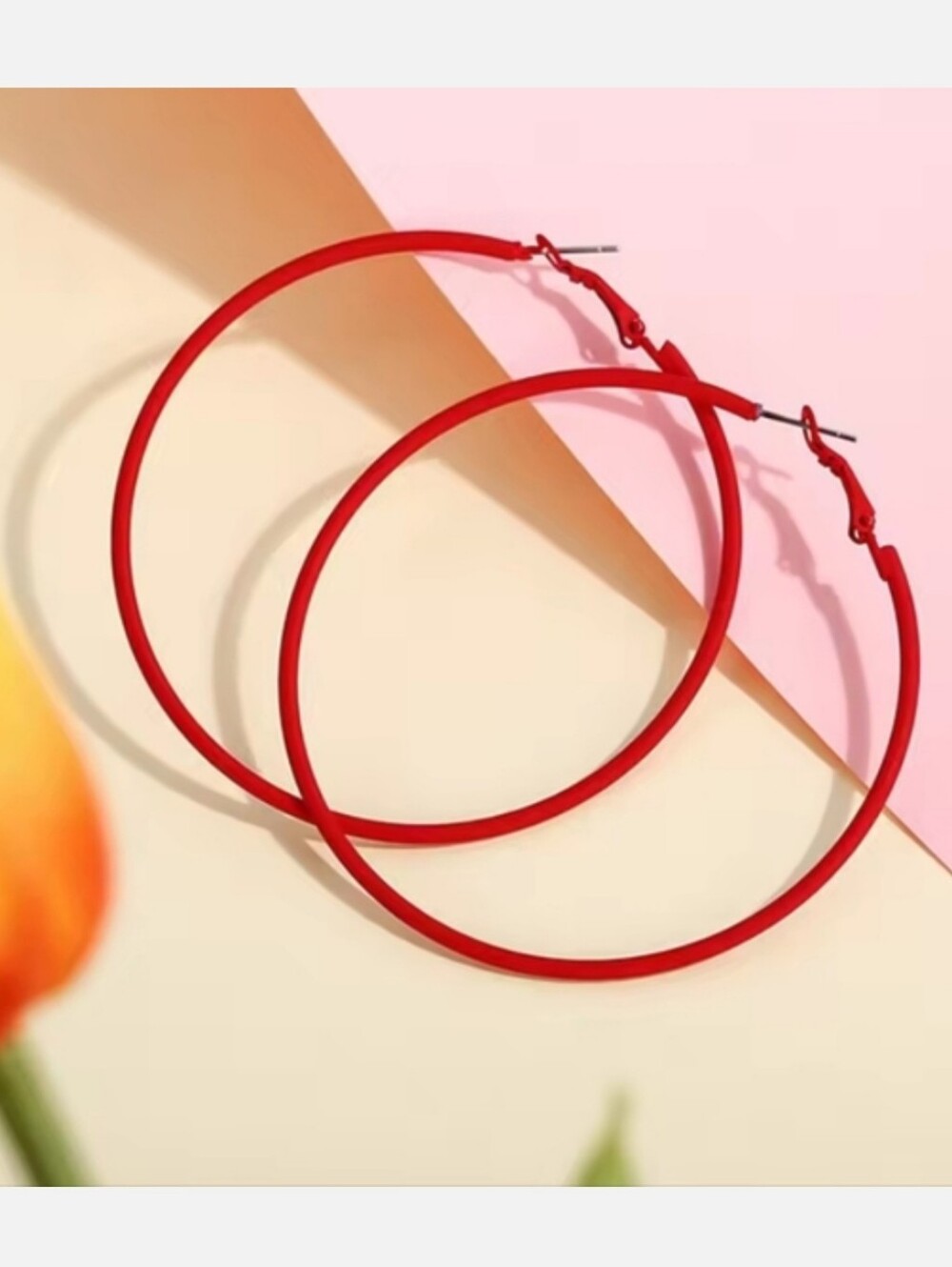 Red Hoop Earrings